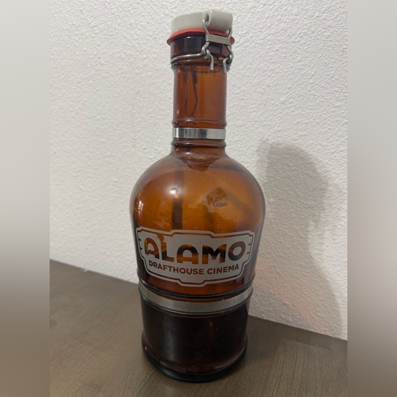 Vintage Large Alamo Drafthouse Cinema Beer Growler 2 L Glass over 13” tall
